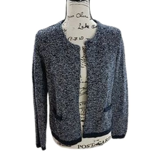 LOFT Sweaters - Loft Blue Knit Cardigan Open Front Pockets Winter Long Sleeve Size M Womens